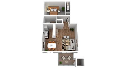 Floor plan for 1 bed, 1 bath, 675 sqft